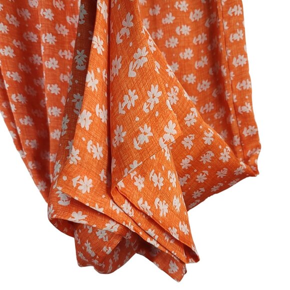 Victoria's Secret Lounge PJ Pants Orange Medium Pull On Wide Leg Floral VTG - Picture 3 of 5